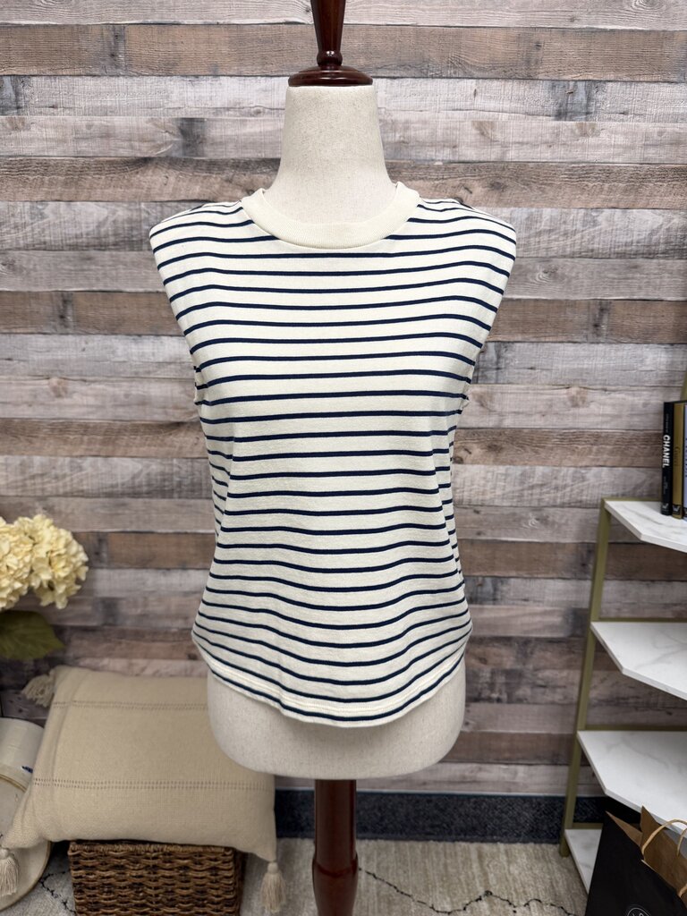 J Crew White Striped Sleeveless Muscle Top J Crew White XXS women TOPS
