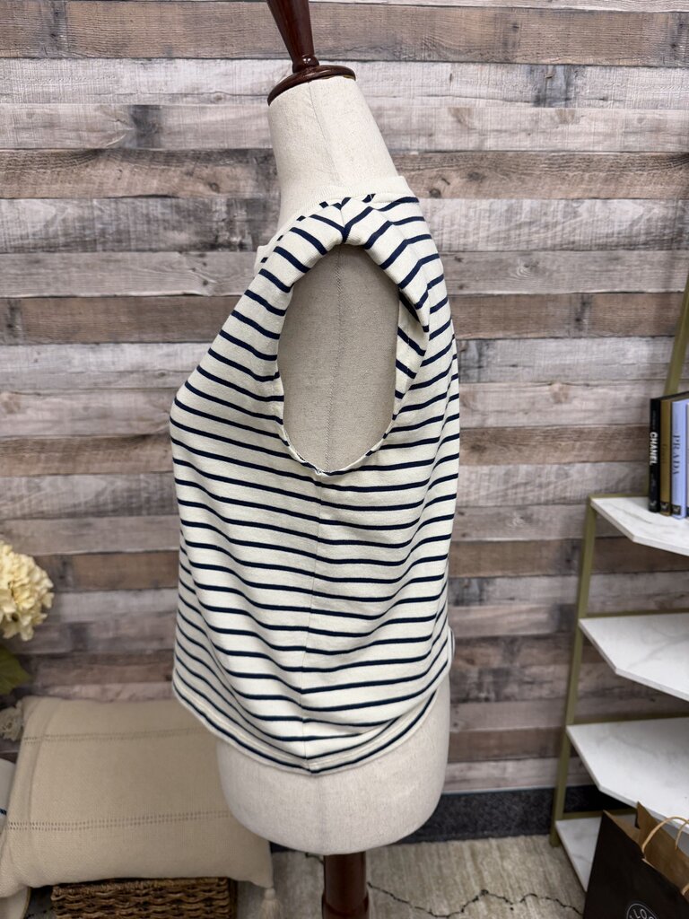 J Crew White Striped Sleeveless Muscle Top J Crew White XXS women TOPS