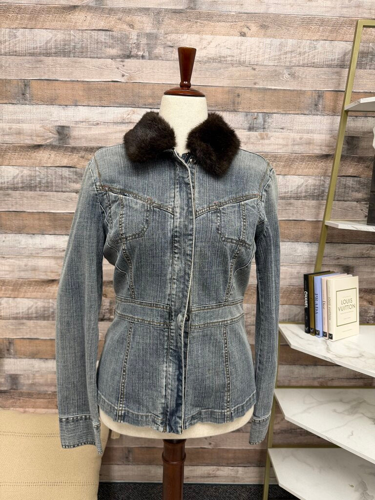 DKNY Jean Jacket W/ Faux Fur DKNY Jean Large women JACKETS & COATS