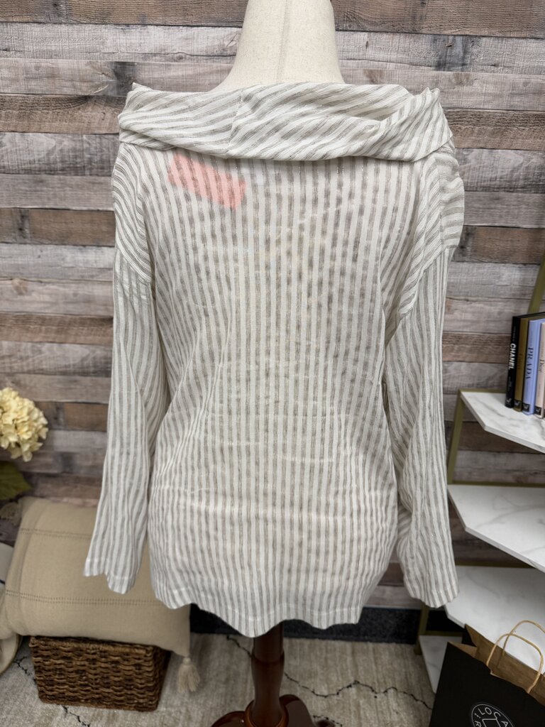Square White Striped Cowl Neck Top Square White OS women TOPS