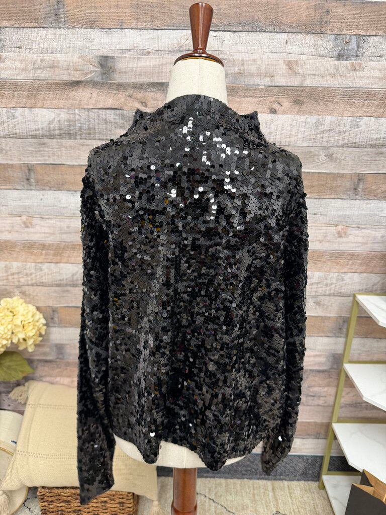 Piilcro Black Sequin Long Sleeve Top Pilro Black Medium women TOPS