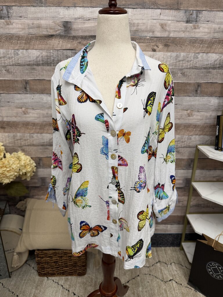 John Mark Butterfly Button Down Shirt John Mark Multi Small women TOPS