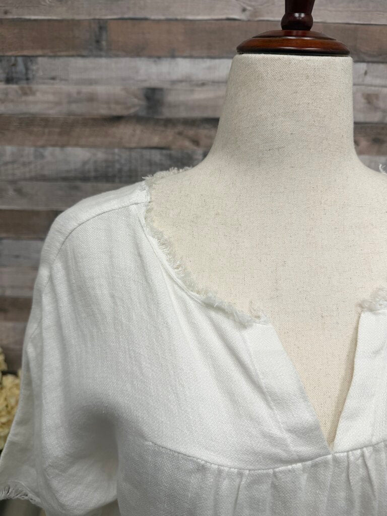 Veronique Miljkovitch White Peasant Style Short Sleeve Top Veronique M White Large women TOPS