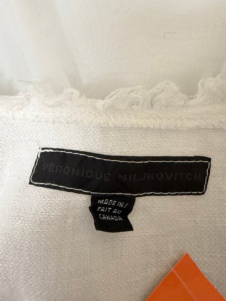 Veronique Miljkovitch White Peasant Style Short Sleeve Top Veronique M White Large women TOPS