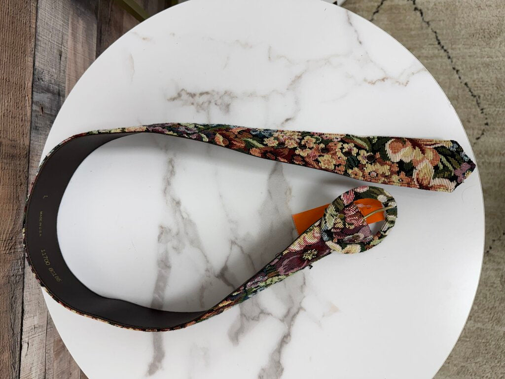 Floral Brocade Belt No Brand Mauve/Green Large women ACCESSORIES