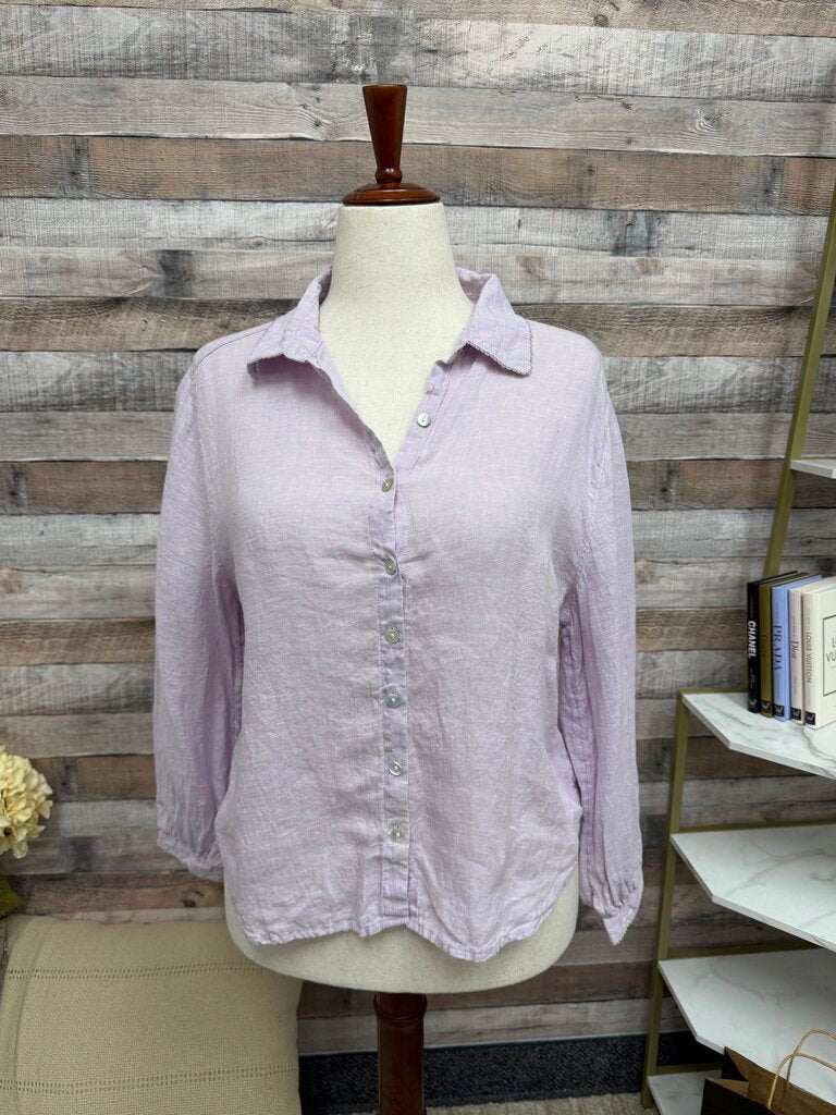 Laura Ashely Lilac Linen Button Down Shirt Laura Ashley Lilac Large women TOPS