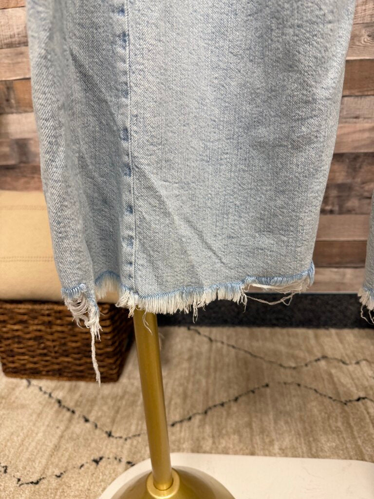 Piilcro Light Blue Wide Leg Crop W/ Distressed Hem pilcro anthropologie Light Blue 30 women PANTS