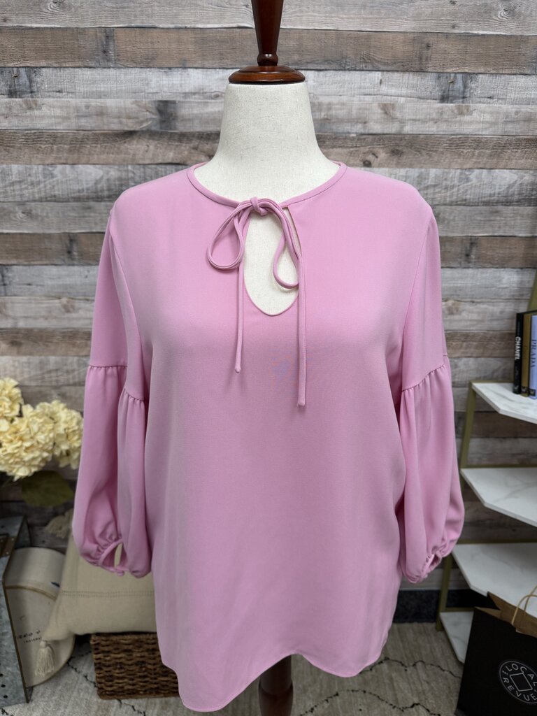 Lafayette 148 Pink Tie Neck Puff Sleeve Top Lafayette 148 Pink Large women TOPS