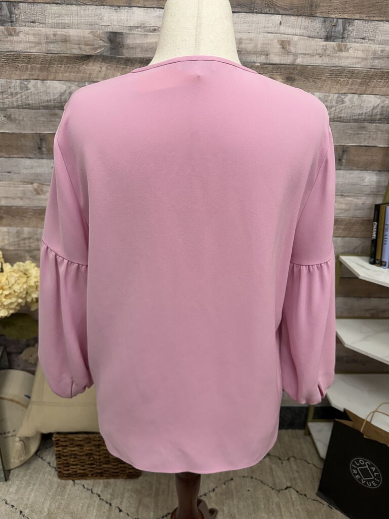 Lafayette 148 Pink Tie Neck Puff Sleeve Top Lafayette 148 Pink Large women TOPS