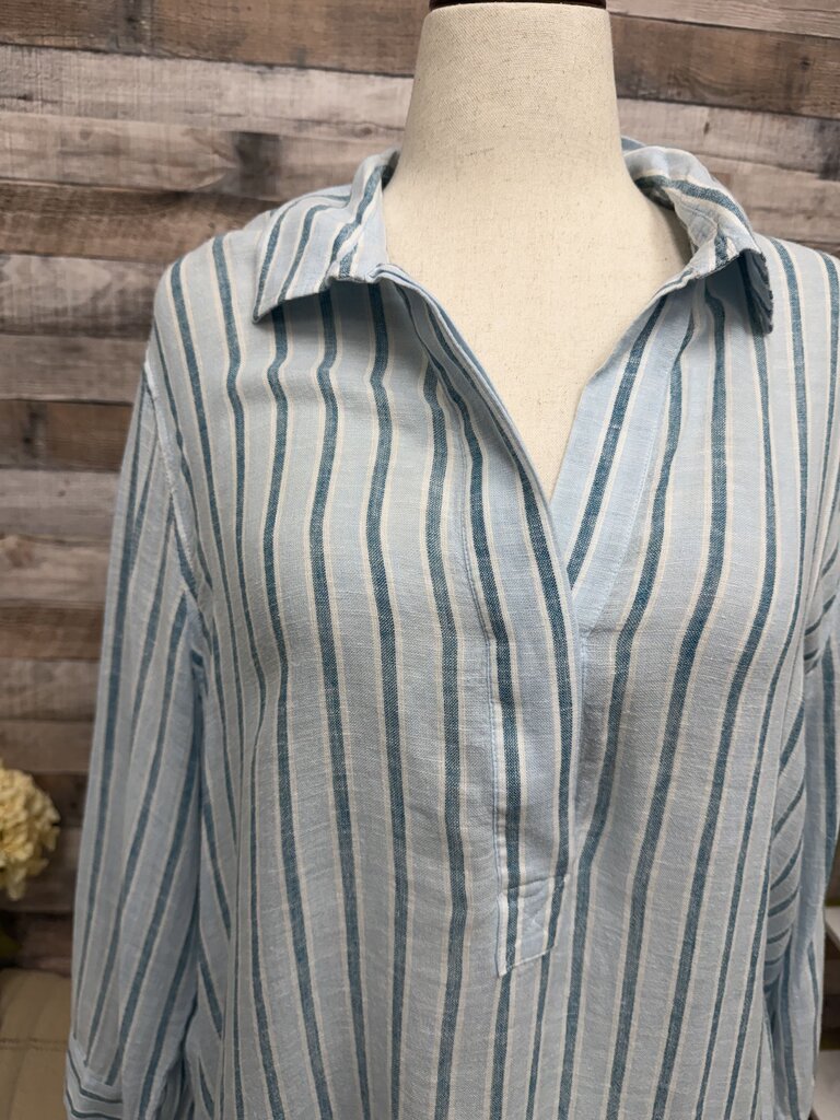 Rails Blue Striped Button Front Shirt Rails Blue Large women TOPS