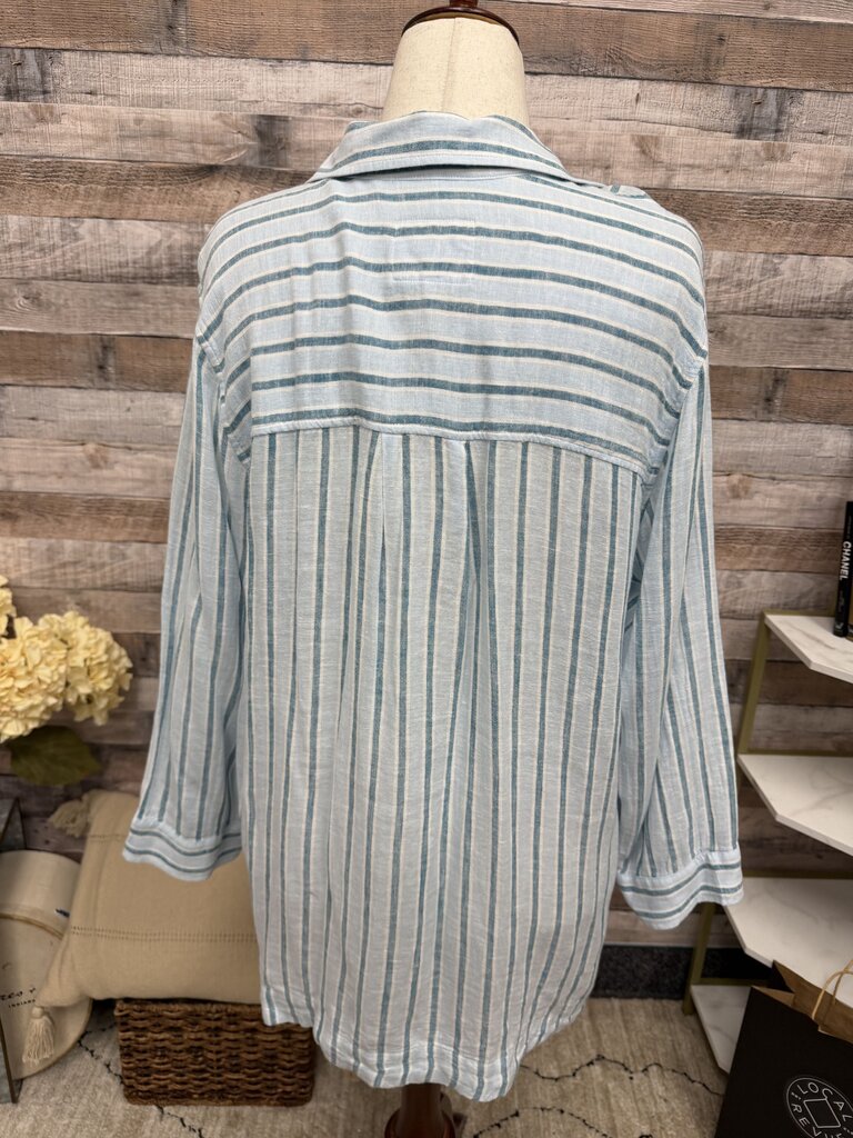 Rails Blue Striped Button Front Shirt Rails Blue Large women TOPS