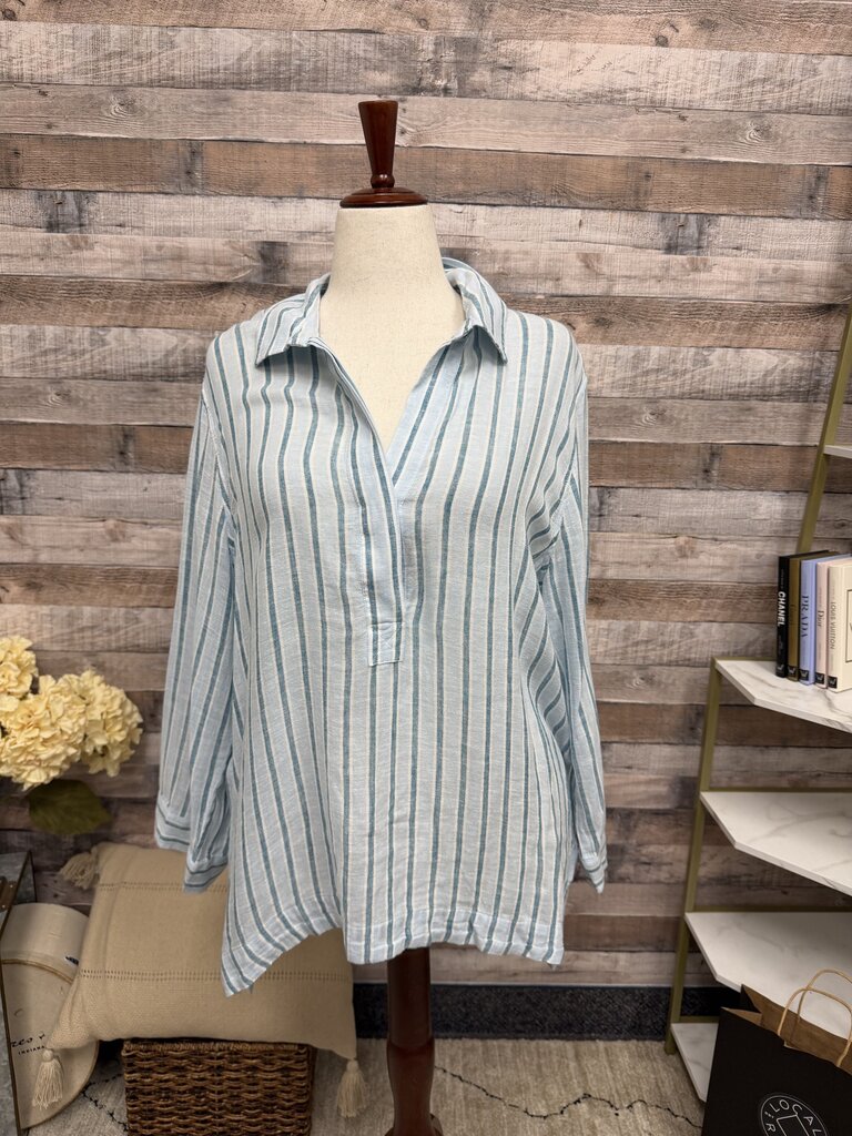 Rails Blue Striped Button Front Shirt Rails Blue Large women TOPS