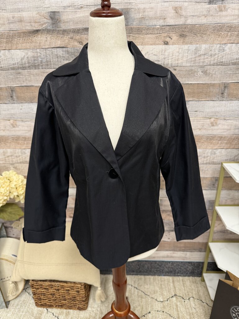 Chico's Black Satin Finish Single Button Blazer Chico's Black 1 women BLAZERS