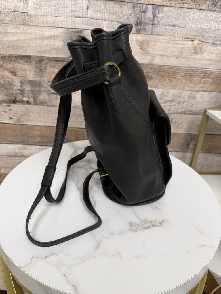 Coach Black Leather Bucket Backpack 9992 Coach Black OS BAGS