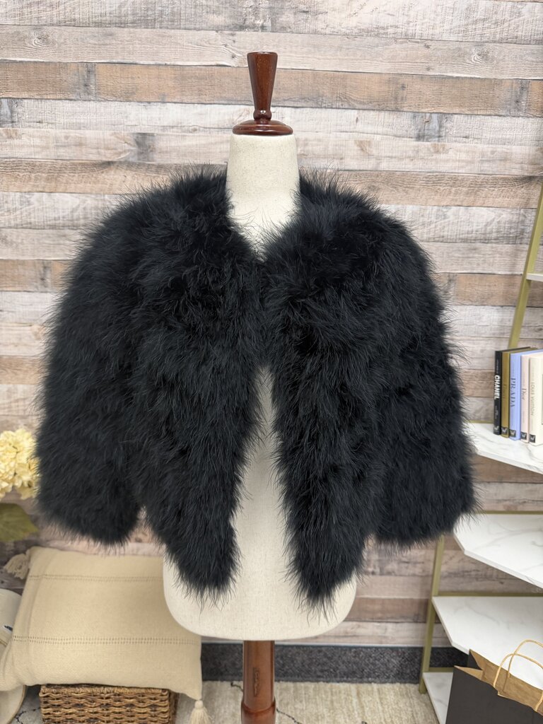 BCBG Black Ostrich Feather Coat BCBG Black XXS women JACKETS & COATS
