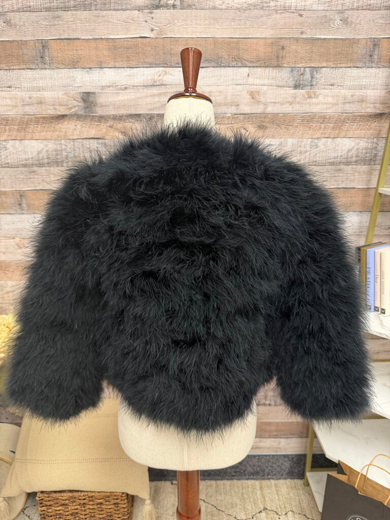BCBG Black Ostrich Feather Coat BCBG Black XXS women JACKETS & COATS