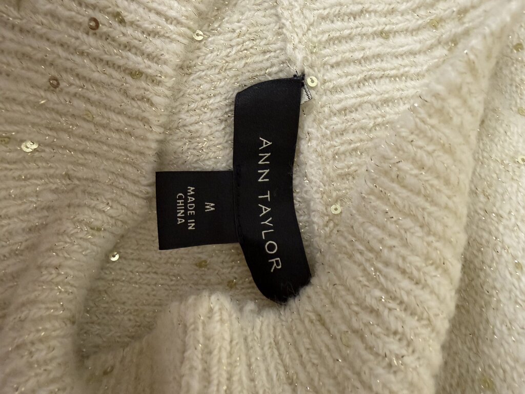 Ann Taylor NWT cream w/ gold sequin mock neck sweater Ann Taylor cream M women SWEATERS
