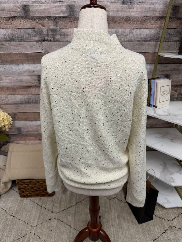 Ann Taylor NWT cream w/ gold sequin mock neck sweater Ann Taylor cream M women SWEATERS