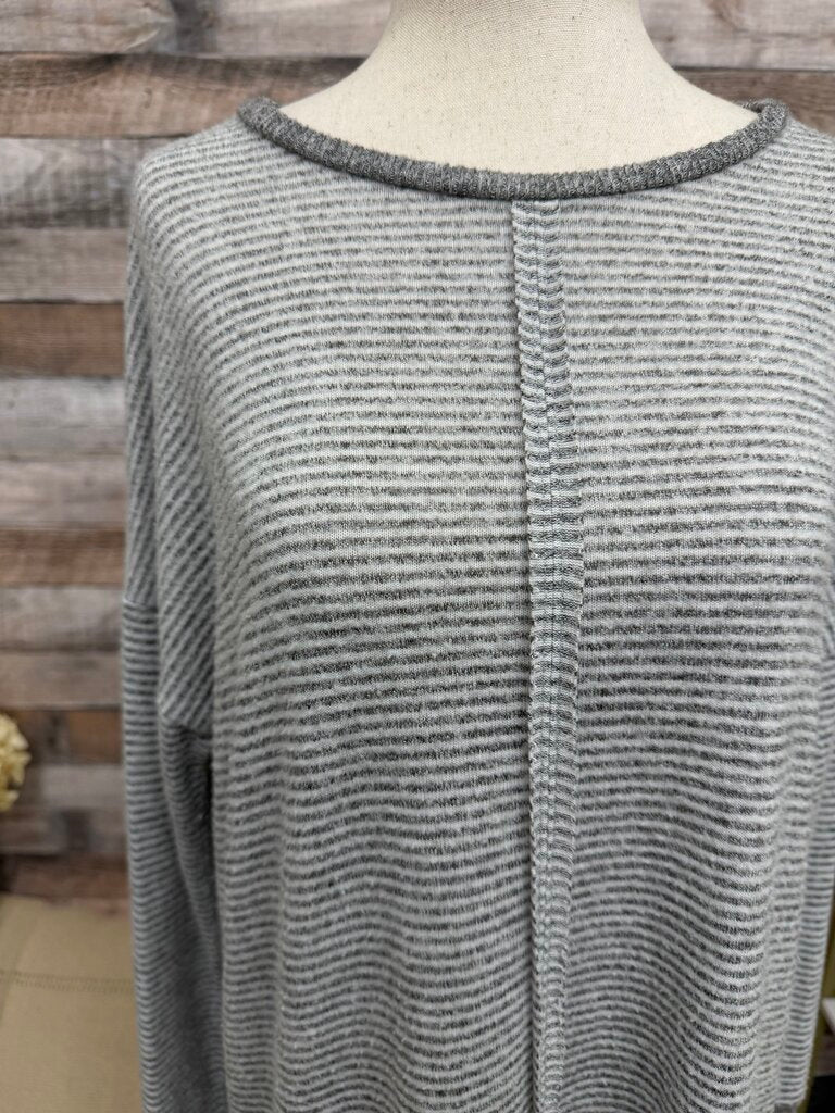 Gibson grey/white striped long sleeve top Gibson grey/white S women TOPS