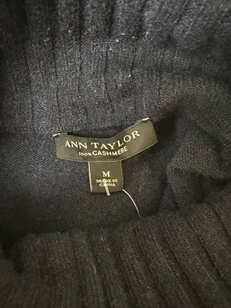 Ann Taylor navy blue 100% cashmere turtleneck poncho Ann Taylor blue M women SWEATERS