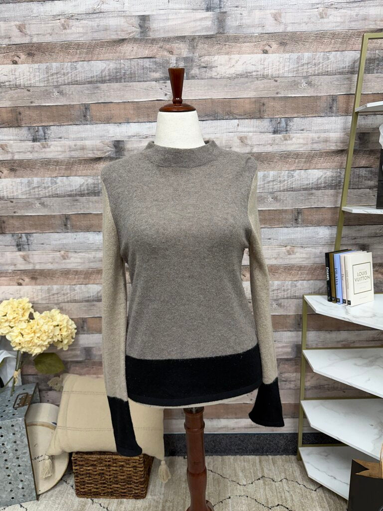 Griffen Cashmere grey/tan/black color block sweater Griffen Cashmere grey/tan M women SWEATERS