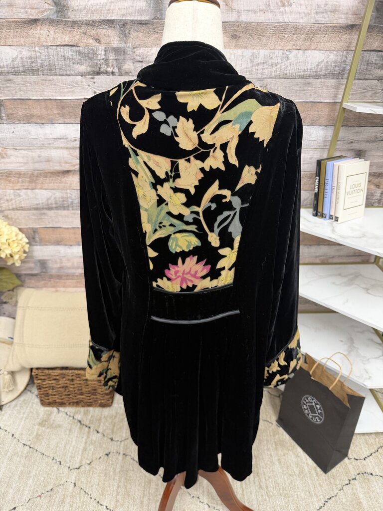 Soft Surroundings Black Velvet Burnout Kimono Cardigan Soft Surroundings Black XS women CARDIGANS