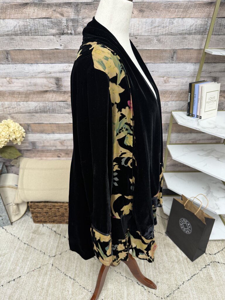 Soft Surroundings Black Velvet Burnout Kimono Cardigan Soft Surroundings Black XS women CARDIGANS
