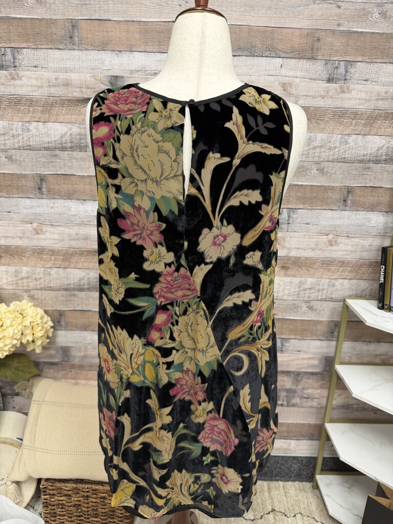 Daniel Rainn Black Velvet Burnout Floral Print Sleeveless Top Daniel Rainn Black Large women TOPS