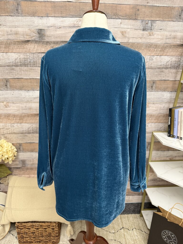 Soft Surroundings Blue Velvet Long Sleeve Shirt Soft Surroundings Blue Medium women TOPS