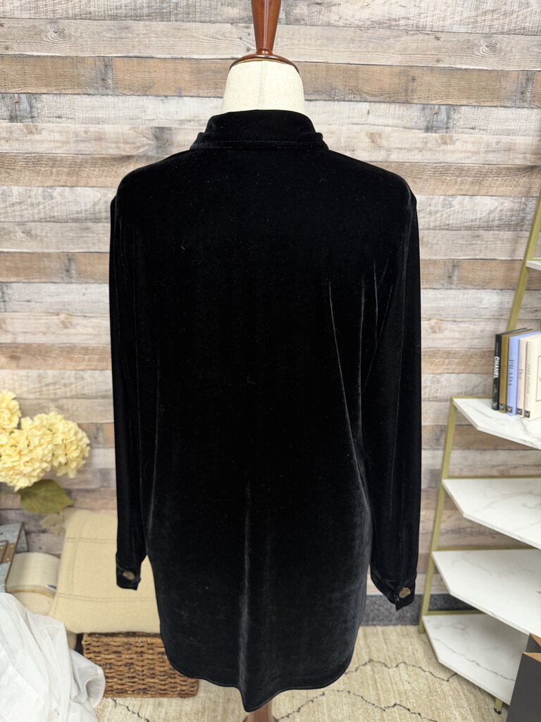 Soft Surroundings Black Velvet Tunic Top W/ Decorative Buttons Soft Surroundings Black Medium women TOPS