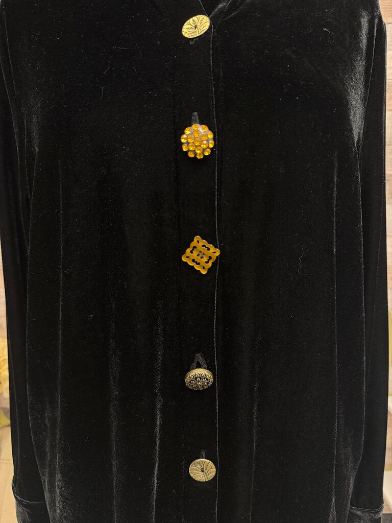 Soft Surroundings Black Velvet Tunic Top W/ Decorative Buttons Soft Surroundings Black Medium women TOPS