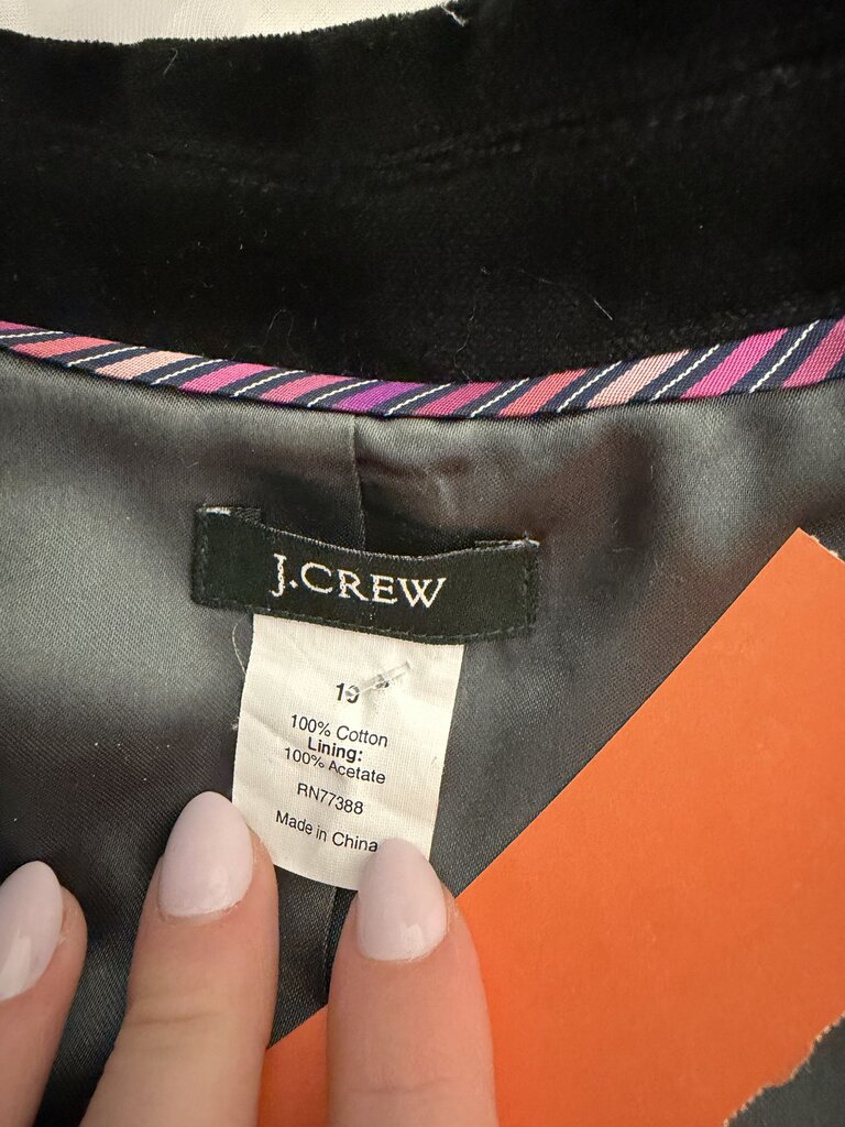 J Crew Black Velvet Single Button Blazer J Crew Black 10 women BLAZERS