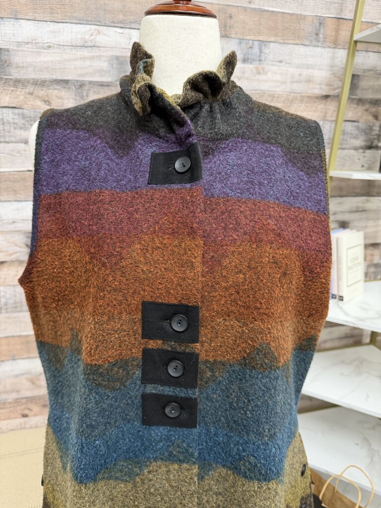 Terra Color Block Striped Design Sleeveless Vest Terra Multi Large women VESTS