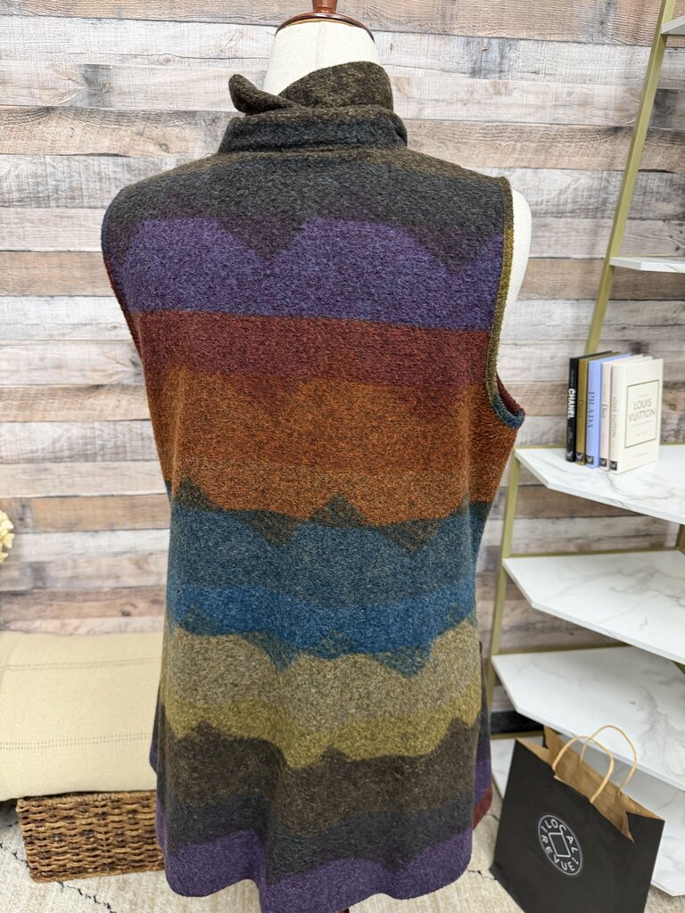 Terra Color Block Striped Design Sleeveless Vest Terra Multi Large women VESTS