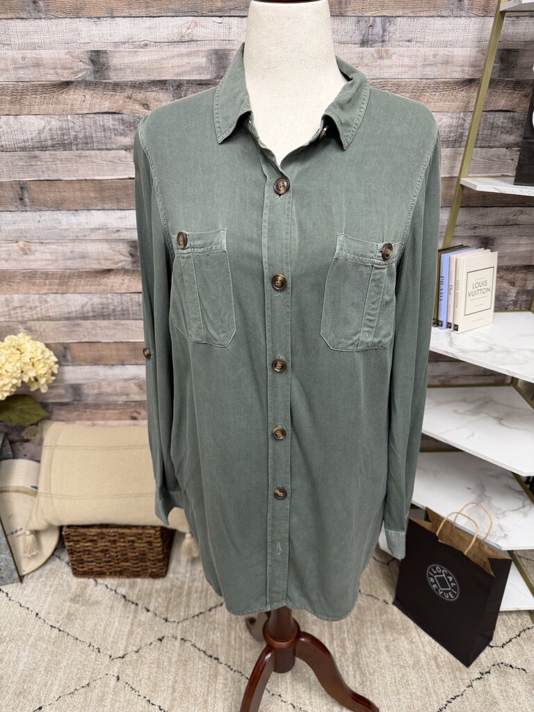 Given Kale Green Button Down Shirt Dress Given Kale Green Large women DRESSES