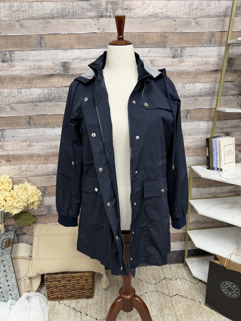 Pitinan Black Hooded Windbreaker W/ Striped Lining Pitinan Black Medium women JACKETS & COATS