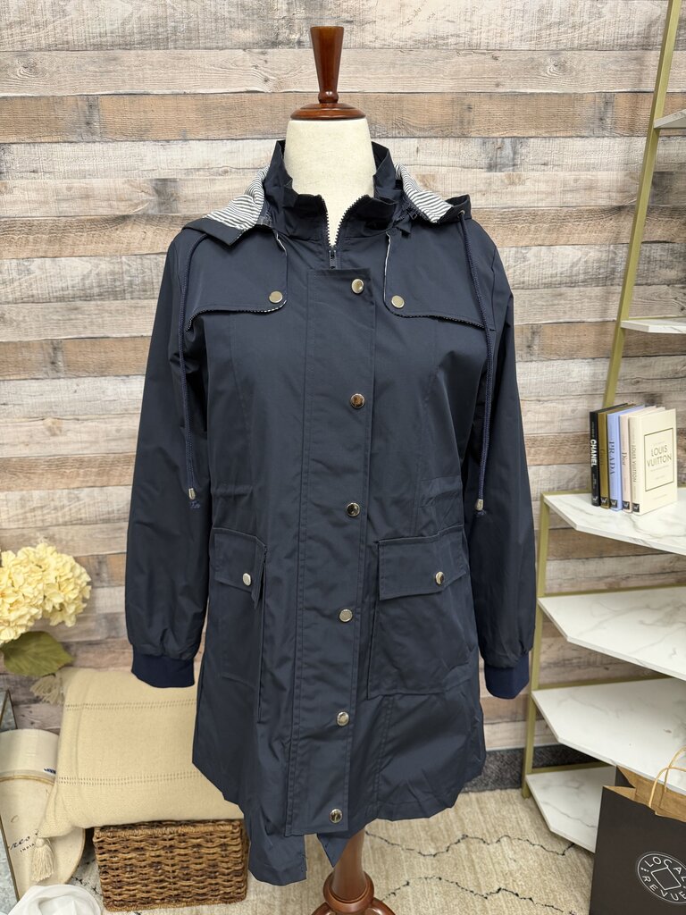 Pitinan Black Hooded Windbreaker W/ Striped Lining Pitinan Black Medium women JACKETS & COATS