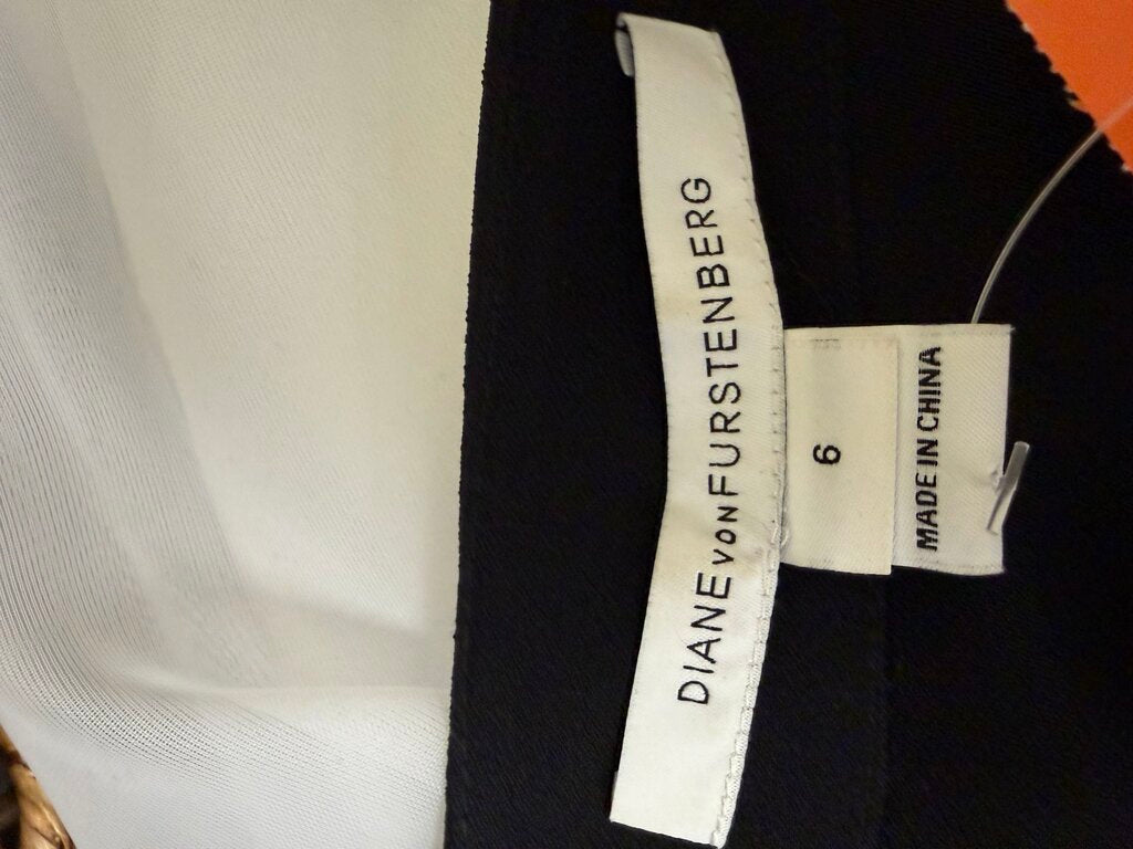 Diane von Furstenberg Black 3/4 Sleeve Wrap Dress w/Floral Beading Diane von Furstenberg Black 6 women DRESSES