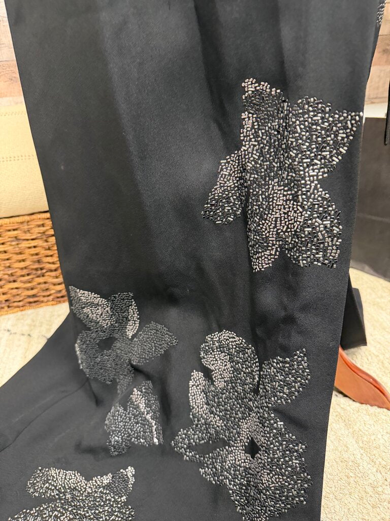 Diane von Furstenberg Black 3/4 Sleeve Wrap Dress w/Floral Beading Diane von Furstenberg Black 6 women DRESSES