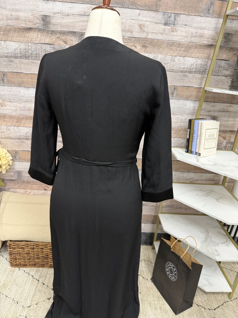 Diane von Furstenberg Black 3/4 Sleeve Wrap Dress w/Floral Beading Diane von Furstenberg Black 6 women DRESSES