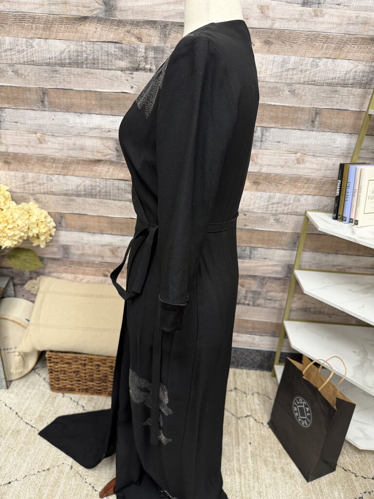 Diane von Furstenberg Black 3/4 Sleeve Wrap Dress w/Floral Beading Diane von Furstenberg Black 6 women DRESSES