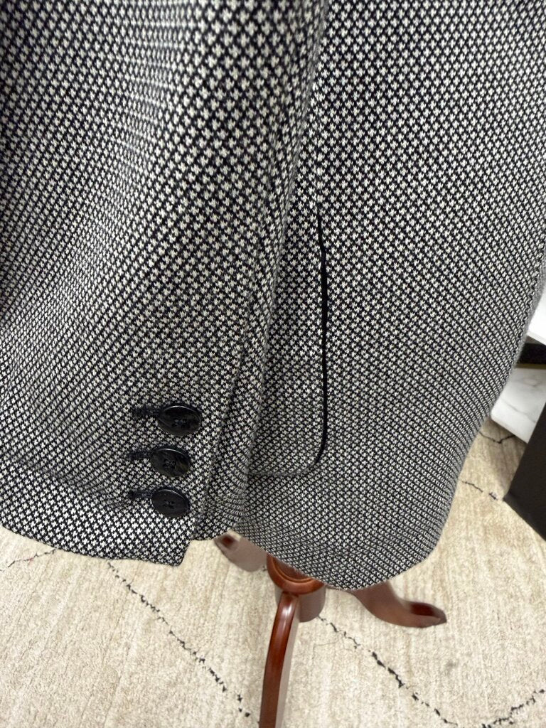 Joan Vass Black & White Textured Boyfriend Blazer Joan Vass Black/White Large women BLAZERS