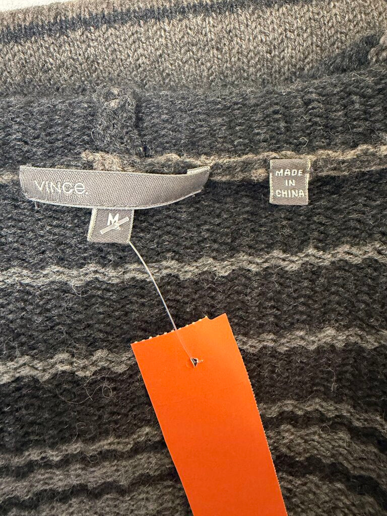 Vince Sophie Black & Grey Striped Hooded 3/4 Cardigan Vince Black/Grey Medium women CARDIGANS