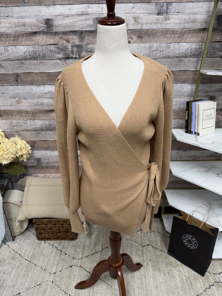 No Label Camel Tie Front Cardigan no label Camel NS women CARDIGANS