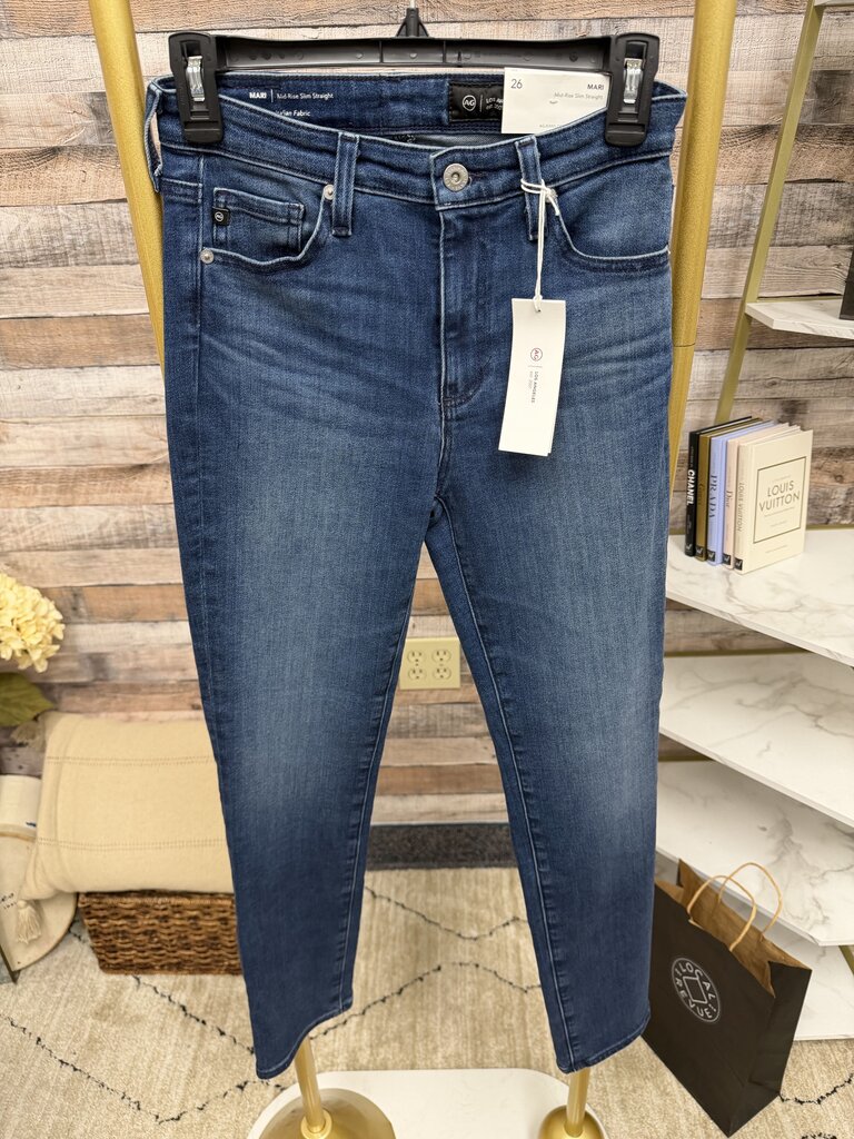 AG Dark Blue Mari Mid-Rise Slim Denim AG Adriano Goldschmied Dark Blue 26 women JEANS