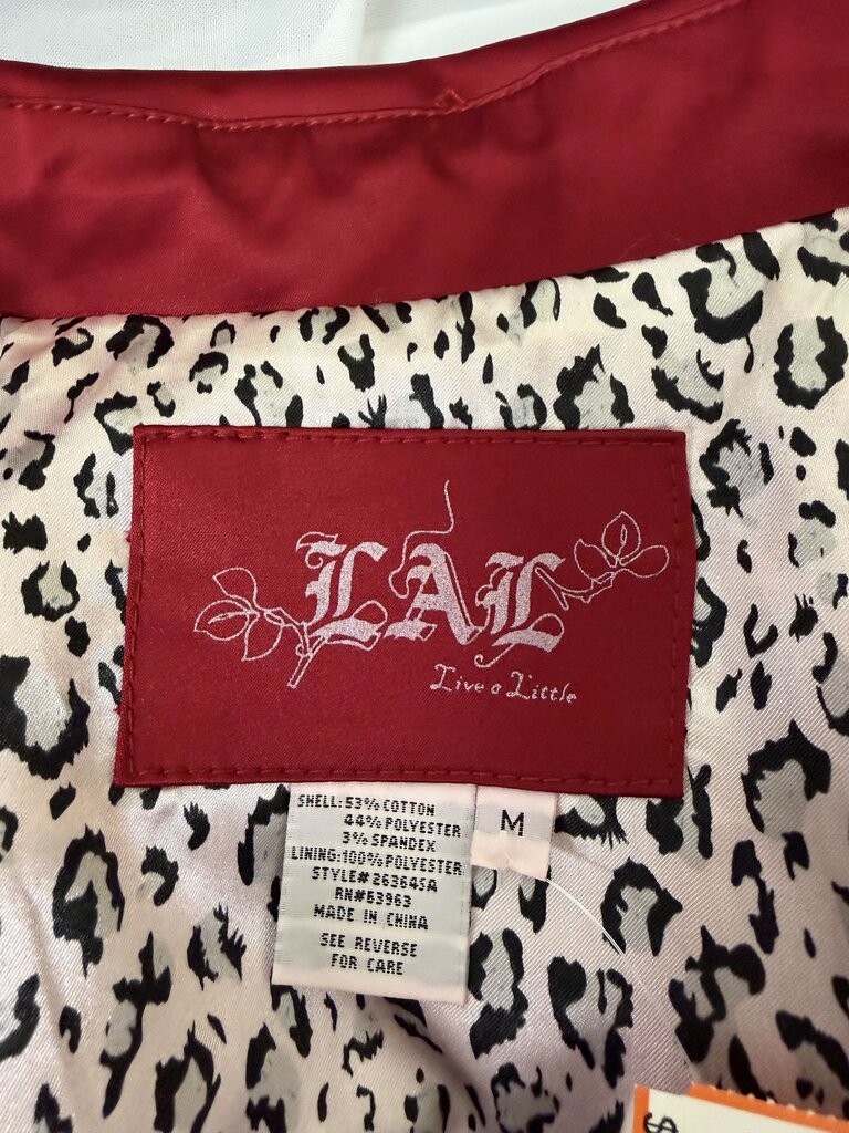 LAL Live a Little Red Button-Front Jacket With Belt LAL Red M women JACKETS & COATS