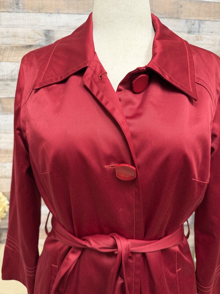 LAL Live a Little Red Button-Front Jacket With Belt LAL Red M women JACKETS & COATS