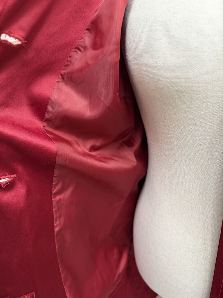 LAL Live a Little Red Button-Front Jacket With Belt LAL Red M women JACKETS & COATS