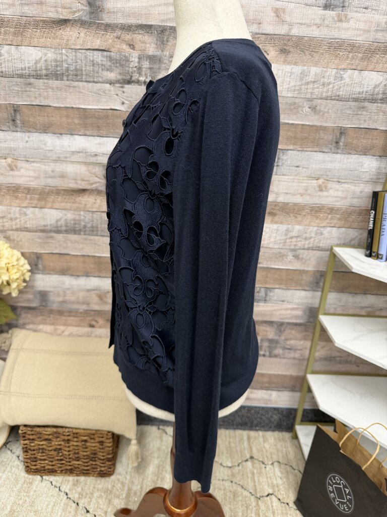 Loft Navy Blue Cardigan With Floral Lace Loft Navy S women CARDIGANS