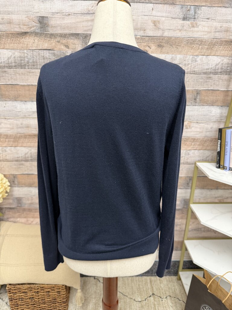 Loft Navy Blue Cardigan With Floral Lace Loft Navy S women CARDIGANS